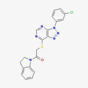 molecular formula C20H15ClN6OS B2985831 2-((3-(3-氯苯基)-3H-[1,2,3]三唑并[4,5-d]嘧啶-7-基)硫代)-1-(吲哚啉-1-基)乙酮 CAS No. 941991-49-7