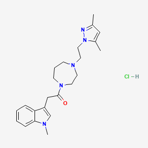 molecular formula C23H32ClN5O B2985835 1-(4-(2-(3,5-dimethyl-1H-pyrazol-1-yl)ethyl)-1,4-diazepan-1-yl)-2-(1-methyl-1H-indol-3-yl)ethanone hydrochloride CAS No. 1396790-88-7