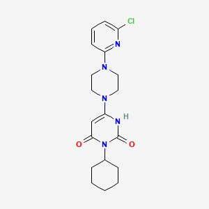 molecular formula C19H24ClN5O2 B2985836 4-[4-(6-chloro-2-pyridinyl)piperazino]-1-cyclohexyl-6-hydroxy-2(1H)-pyrimidinone CAS No. 339012-75-8