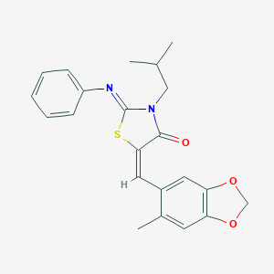molecular formula C22H22N2O3S B298584 3-Isobutyl-5-[(6-methyl-1,3-benzodioxol-5-yl)methylene]-2-(phenylimino)-1,3-thiazolidin-4-one 