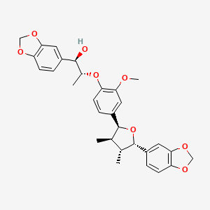 molecular formula C30H32O8 B2985841 (1R,2R)-1-(1,3-Benzodioxol-5-yl)-2-[4-[(2S,3R,4R,5S)-5-(1,3-benzodioxol-5-yl)-3,4-dimethyloxolan-2-yl]-2-methoxyphenoxy]propan-1-ol CAS No. 1061273-57-1