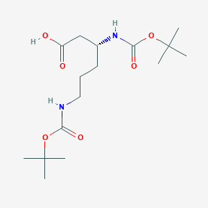 B2985848 (3R)-3,6-Bis[(2-methylpropan-2-yl)oxycarbonylamino]hexanoic acid CAS No. 102686-48-6