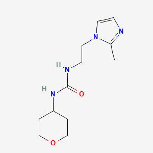molecular formula C12H20N4O2 B2985855 1-(2-(2-methyl-1H-imidazol-1-yl)ethyl)-3-(tetrahydro-2H-pyran-4-yl)urea CAS No. 2034588-77-5