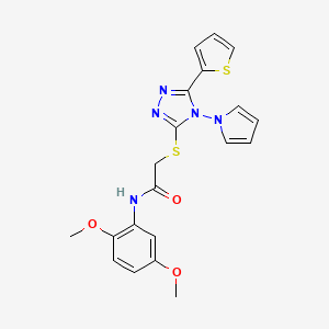 molecular formula C20H19N5O3S2 B2985861 2-((4-(1H-pyrrol-1-yl)-5-(thiophen-2-yl)-4H-1,2,4-triazol-3-yl)thio)-N-(2,5-dimethoxyphenyl)acetamide CAS No. 886940-35-8
