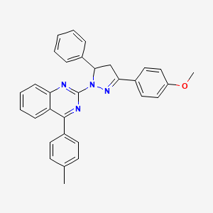 molecular formula C31H26N4O B2985862 2-(3-(4-methoxyphenyl)-5-phenyl-4,5-dihydro-1H-pyrazol-1-yl)-4-(p-tolyl)quinazoline CAS No. 332054-26-9