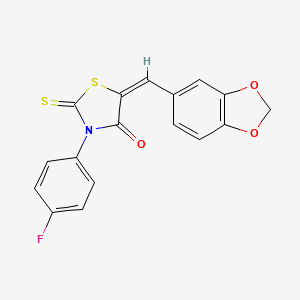 (5E)-5-(1,3-benzodioxol-5-ylmethylidene)-3-(4-fluorophenyl)-2-sulfanylidene-1,3-thiazolidin-4-one