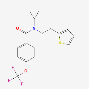 molecular formula C17H16F3NO2S B2985869 N-cyclopropyl-N-(2-(thiophen-2-yl)ethyl)-4-(trifluoromethoxy)benzamide CAS No. 1396869-04-7