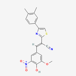 (E)-2-(4-(3,4-dimethylphenyl)thiazol-2-yl)-3-(4-hydroxy-3-methoxy-5-nitrophenyl)acrylonitrile