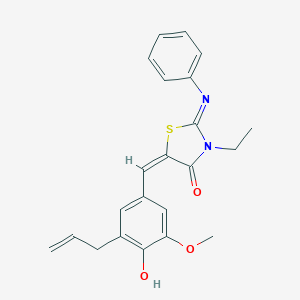 (2E,5E)-3-ethyl-5-[4-hydroxy-3-methoxy-5-(prop-2-en-1-yl)benzylidene]-2-(phenylimino)-1,3-thiazolidin-4-one