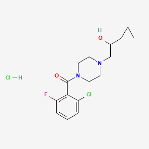 molecular formula C16H21Cl2FN2O2 B2985880 (2-Chloro-6-fluorophenyl)(4-(2-cyclopropyl-2-hydroxyethyl)piperazin-1-yl)methanone hydrochloride CAS No. 1396793-56-8