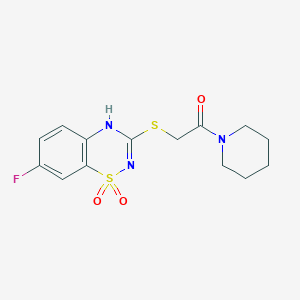 2-((7-fluoro-1,1-dioxido-4H-benzo[e][1,2,4]thiadiazin-3-yl)thio)-1-(piperidin-1-yl)ethanone