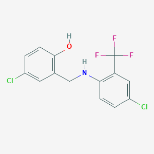 molecular formula C14H10Cl2F3NO B2985895 4-氯-2-({[4-氯-2-(三氟甲基)苯基]氨基}甲基)苯酚 CAS No. 1036514-54-1