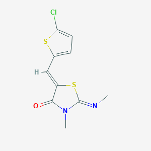 molecular formula C10H9ClN2OS2 B298591 5-[(5-Chloro-2-thienyl)methylene]-3-methyl-2-(methylimino)-1,3-thiazolidin-4-one 