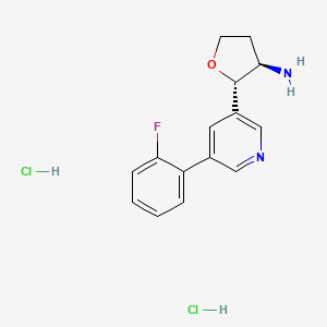 molecular formula C15H17Cl2FN2O B2985914 (2S,3R)-2-[5-(2-Fluorophenyl)pyridin-3-yl]oxolan-3-amine;dihydrochloride CAS No. 2241138-98-5