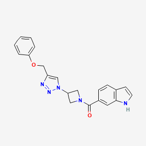 molecular formula C21H19N5O2 B2985917 (1H-indol-6-yl)(3-(4-(phenoxymethyl)-1H-1,2,3-triazol-1-yl)azetidin-1-yl)methanone CAS No. 2034248-78-5
