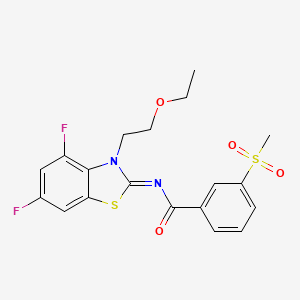 molecular formula C19H18F2N2O4S2 B2985918 (E)-N-(3-(2-乙氧基乙基)-4,6-二氟苯并[d]噻唑-2(3H)-亚甲基)-3-(甲磺酰基)苯甲酰胺 CAS No. 896329-38-7