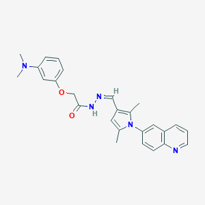 molecular formula C26H27N5O2 B298592 2-[3-(dimethylamino)phenoxy]-N'-{[2,5-dimethyl-1-(6-quinolinyl)-1H-pyrrol-3-yl]methylene}acetohydrazide 