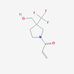 molecular formula C9H12F3NO2 B2985937 1-[3-(Hydroxymethyl)-3-(trifluoromethyl)pyrrolidin-1-yl]prop-2-en-1-one CAS No. 2361639-32-7