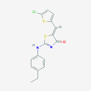 molecular formula C16H13ClN2OS2 B298595 (5Z)-5-[(5-chlorothiophen-2-yl)methylidene]-2-(4-ethylanilino)-1,3-thiazol-4-one 