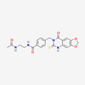 molecular formula C21H20N4O5S B2985950 N-(2-acetamidoethyl)-4-[(8-oxo-6-sulfanylidene-5H-[1,3]dioxolo[4,5-g]quinazolin-7-yl)methyl]benzamide CAS No. 688055-53-0
