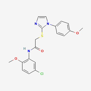 molecular formula C19H18ClN3O3S B2985954 N-(5-氯-2-甲氧基苯基)-2-((1-(4-甲氧基苯基)-1H-咪唑-2-基)硫代)乙酰胺 CAS No. 688336-08-5