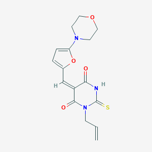molecular formula C16H17N3O4S B298596 1-allyl-5-{[5-(4-morpholinyl)-2-furyl]methylene}-2-thioxodihydro-4,6(1H,5H)-pyrimidinedione 