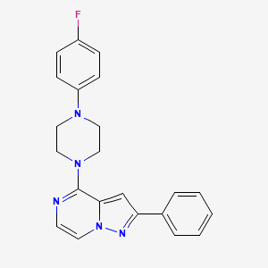 molecular formula C22H20FN5 B2985966 4-(4-(4-Fluorophenyl)piperazin-1-yl)-2-phenylpyrazolo[1,5-a]pyrazine CAS No. 1111319-88-0