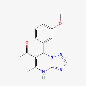 molecular formula C15H16N4O2 B2985969 1-[7-(3-Methoxyphenyl)-5-methyl-4,7-dihydro[1,2,4]triazolo[1,5-a]pyrimidin-6-yl]ethanone CAS No. 685135-60-8