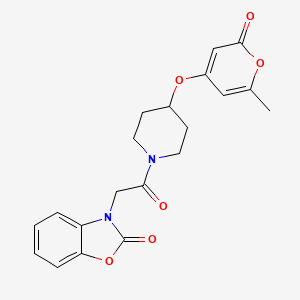 3-(2-(4-((6-methyl-2-oxo-2H-pyran-4-yl)oxy)piperidin-1-yl)-2-oxoethyl)benzo[d]oxazol-2(3H)-one