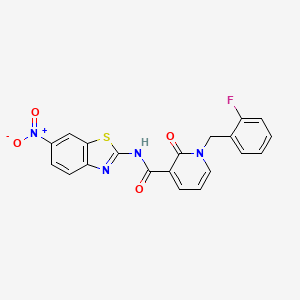molecular formula C20H13FN4O4S B2985982 1-(2-氟苄基)-N-(6-硝基苯并[d]噻唑-2-基)-2-氧代-1,2-二氢吡啶-3-甲酰胺 CAS No. 942008-37-9