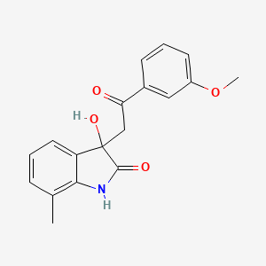 molecular formula C18H17NO4 B2985983 3-羟基-3-(2-(3-甲氧基苯基)-2-氧代乙基)-7-甲基吲哚-2-酮 CAS No. 871307-94-7