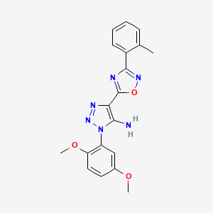 molecular formula C19H18N6O3 B2985986 1-(2,5-dimethoxyphenyl)-4-[3-(2-methylphenyl)-1,2,4-oxadiazol-5-yl]-1H-1,2,3-triazol-5-amine CAS No. 892744-62-6
