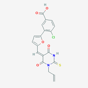 molecular formula C19H13ClN2O5S B298599 3-{5-[(1-allyl-4,6-dioxo-2-thioxotetrahydro-5(2H)-pyrimidinylidene)methyl]-2-furyl}-4-chlorobenzoic acid 