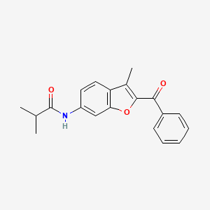 molecular formula C20H19NO3 B2986000 N-(2-benzoyl-3-methyl-1-benzofuran-6-yl)-2-methylpropanamide CAS No. 929505-20-4