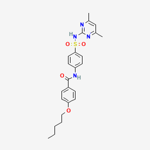 molecular formula C24H28N4O4S B2986006 N-[4-[(4,6-二甲基嘧啶-2-基)磺酰基]苯基]-4-戊氧基苯甲酰胺 CAS No. 457651-10-4