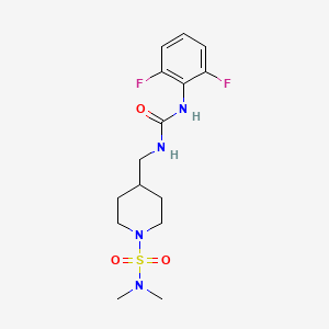 molecular formula C15H22F2N4O3S B2986013 4-((3-(2,6-二氟苯基)脲基)甲基)-N,N-二甲基哌啶-1-磺酰胺 CAS No. 2034357-73-6