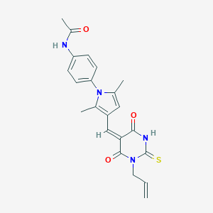 molecular formula C22H22N4O3S B298602 N-[4-(3-{(E)-[4,6-dioxo-1-(prop-2-en-1-yl)-2-thioxotetrahydropyrimidin-5(2H)-ylidene]methyl}-2,5-dimethyl-1H-pyrrol-1-yl)phenyl]acetamide 