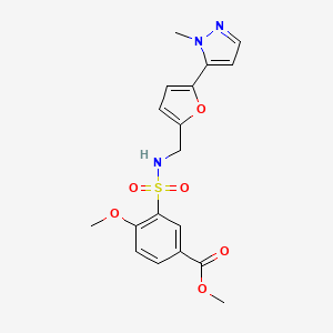 molecular formula C18H19N3O6S B2986021 Methyl 4-methoxy-3-[[5-(2-methylpyrazol-3-yl)furan-2-yl]methylsulfamoyl]benzoate CAS No. 2415499-49-7