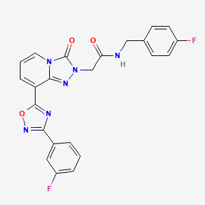 molecular formula C23H16F2N6O3 B2986024 N-(4-氟苄基)-2-{8-[3-(3-氟苯基)-1,2,4-恶二唑-5-基]-3-氧代[1,2,4]三唑并[4,3-a]吡啶-2(3H)-基}乙酰胺 CAS No. 1260908-03-9