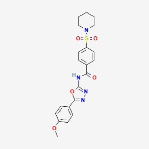 molecular formula C21H22N4O5S B2986025 N-(5-(4-methoxyphenyl)-1,3,4-oxadiazol-2-yl)-4-(piperidin-1-ylsulfonyl)benzamide CAS No. 442881-18-7
