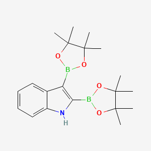 molecular formula C20H29B2NO4 B2986030 2,3-Bis(4,4,5,5-tetramethyl-1,3,2-dioxaborolan-2-yl)-1H-indole CAS No. 2377610-94-9