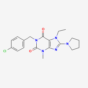 molecular formula C19H22ClN5O2 B2986050 1-(4-chlorobenzyl)-7-ethyl-3-methyl-8-(pyrrolidin-1-yl)-1H-purine-2,6(3H,7H)-dione CAS No. 1105197-98-5