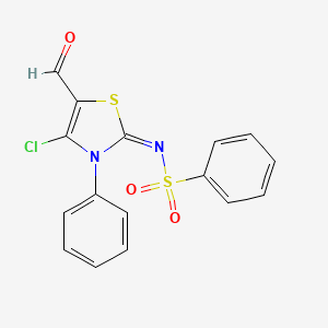 N-(4-chloro-5-formyl-3-phenyl-2,3-dihydro-1,3-thiazol-2-ylidene)benzenesulfonamide