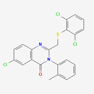 6-Chloro-2-[(2,6-dichlorophenyl)sulfanylmethyl]-3-(2-methylphenyl)quinazolin-4-one
