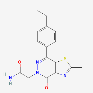 molecular formula C16H16N4O2S B2986057 2-(7-(4-ethylphenyl)-2-methyl-4-oxothiazolo[4,5-d]pyridazin-5(4H)-yl)acetamide CAS No. 941880-99-5