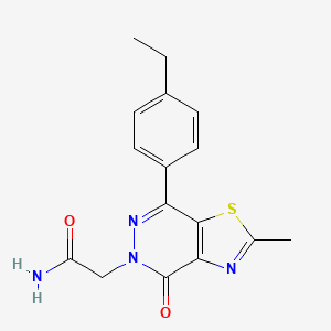 molecular formula C16H16N4O2S B2986057 2-(7-(4-乙基苯基)-2-甲基-4-氧代噻唑并[4,5-d]嘧啶-5(4H)-基)乙酰胺 CAS No. 941880-99-5