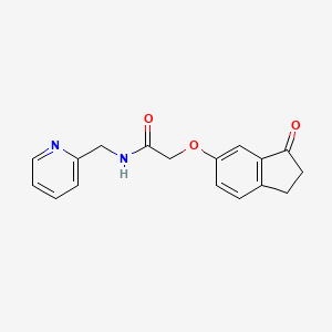 molecular formula C17H16N2O3 B2986071 2-((3-oxo-2,3-dihydro-1H-inden-5-yl)oxy)-N-(pyridin-2-ylmethyl)acetamide CAS No. 1203005-55-3