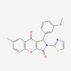 molecular formula C22H16N2O4S B2986072 1-(3-Methoxyphenyl)-7-methyl-2-(thiazol-2-yl)-1,2-dihydrochromeno[2,3-c]pyrrole-3,9-dione CAS No. 632316-50-8
