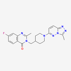 molecular formula C21H22FN7O B2986090 7-Fluoro-2-methyl-3-[[1-(3-methyl-[1,2,4]triazolo[4,3-b]pyridazin-6-yl)piperidin-4-yl]methyl]quinazolin-4-one CAS No. 2415551-71-0