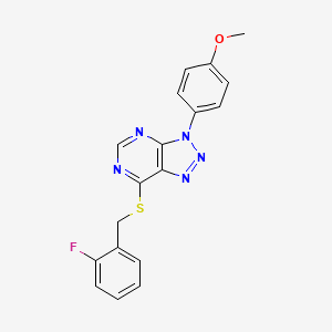 molecular formula C18H14FN5OS B2986097 7-[(2-Fluorophenyl)methylsulfanyl]-3-(4-methoxyphenyl)triazolo[4,5-d]pyrimidine CAS No. 863500-87-2